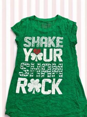 Girls' Green Shamrock Graphic Tee by Rocker Girl